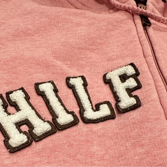 Tommy Hilfiger Pink Fleece Zip-Up Hoodie – Size L - Picture 8 of 8